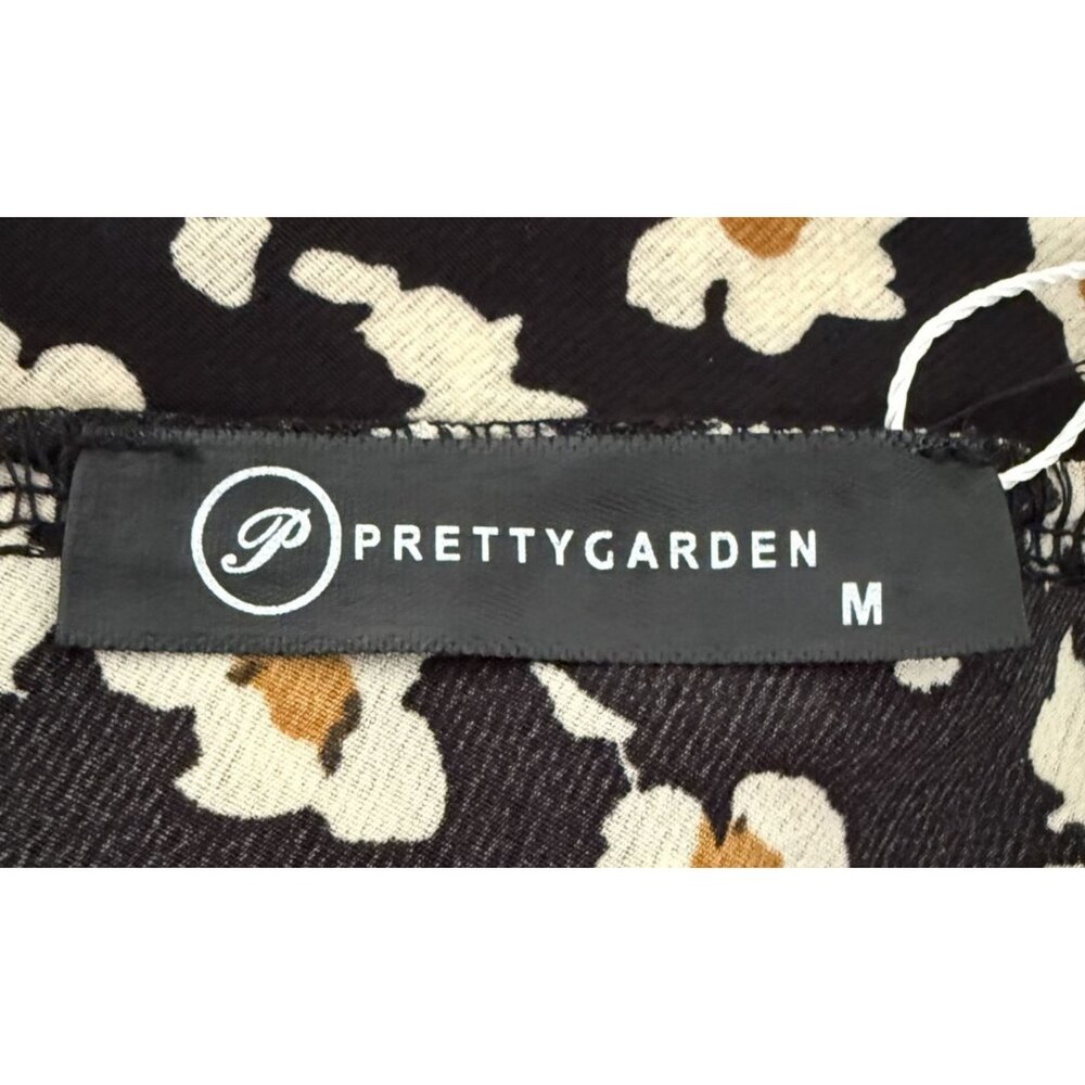 Prettygarden Womens Black Floral Halter Tiered Ruffle Dress M Cottagecore Party - Picture 5 of 8